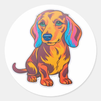 Adesivo Redondo Dachshund Delights: Pawsome Pop Art Sticker ExTrat