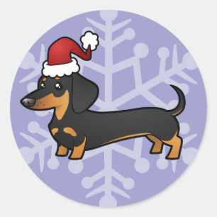 Adesivo Redondo Dachshund do Natal (alise o casaco)