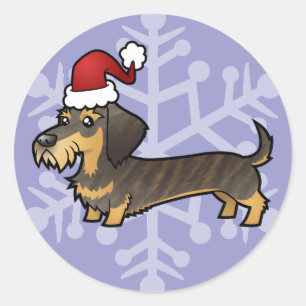 Adesivo Redondo Dachshund do Natal (wirehair)