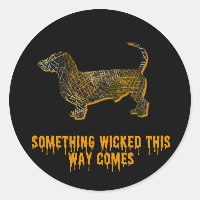 Adesivo Redondo Dachshund Dog Diversão Halloween (Frente)