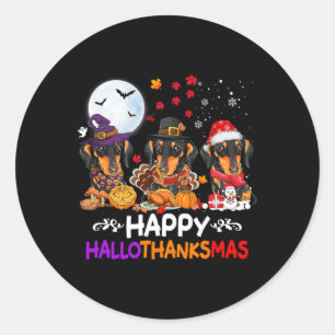 Adesivo Redondo Dachshund Dog Natal Feliz Obrigados de Hallothankm
