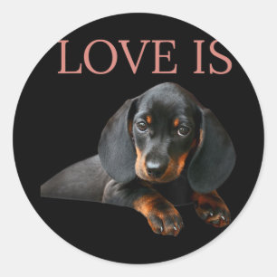 Adesivo Redondo Dachshund Dog Pai Homens Mulheres Crianças Dando
