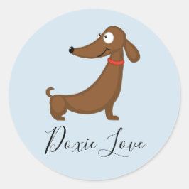 Adesivo Redondo Dachshund (Doxie) Love Stickers