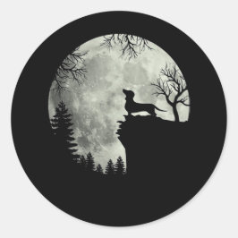 Adesivo Redondo Dachshund E Lua Halloween