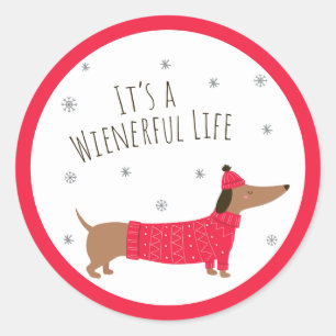 Adesivo Redondo Dachshund engraçado de Natal
