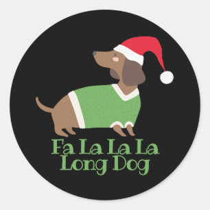 Adesivo Redondo Dachshund engraçado de Natal