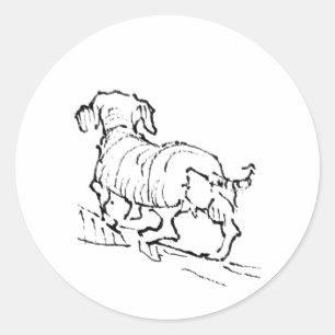 Adesivo Redondo Dachshund Feliz – Ilustração de Cachorro Salsicha