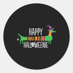 Adesivo Redondo Dachshund Happy Halloweenie Cute Dog Halloween Par