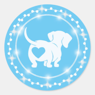 Adesivo Redondo Dachshund Heart Love Sticker