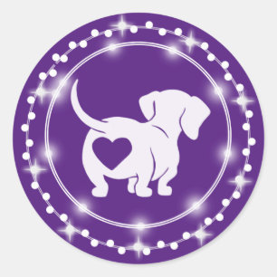 Adesivo Redondo Dachshund Heart Love Sticker