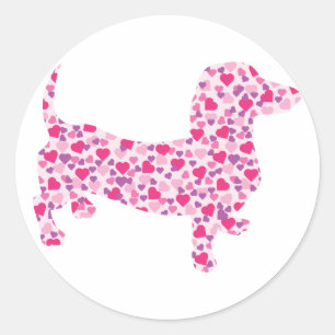 Adesivo Redondo Dachshund Hearts