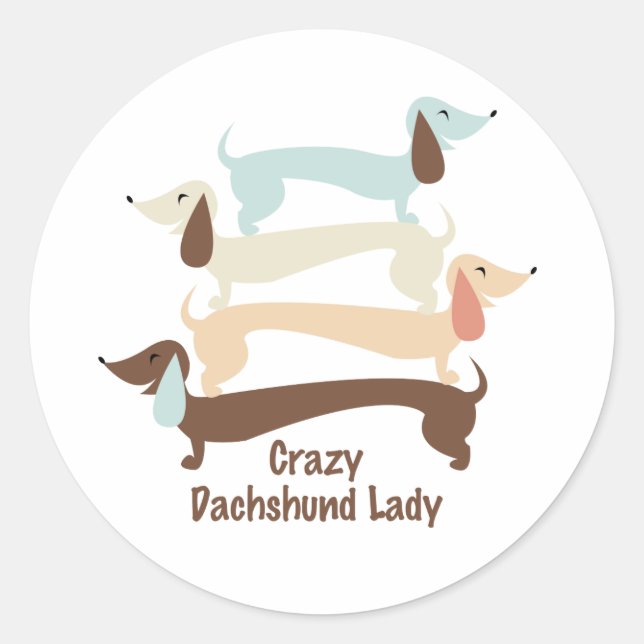 Adesivo Redondo Dachshund Lady Stickers Louco (Frente)