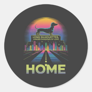 Adesivo Redondo Dachshund Long Silhouettes, Longer Shadows Of Love