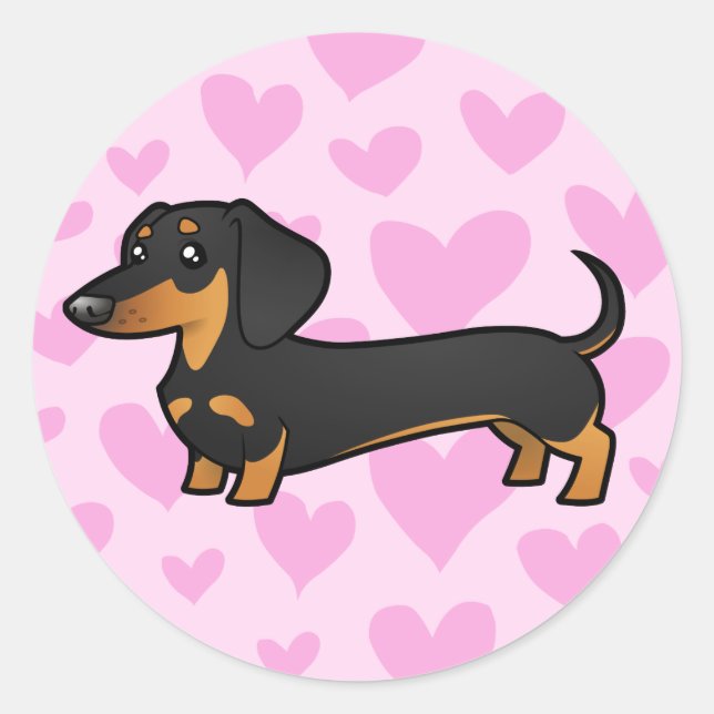 Adesivo Redondo Dachshund Love (casaco suave) (Frente)