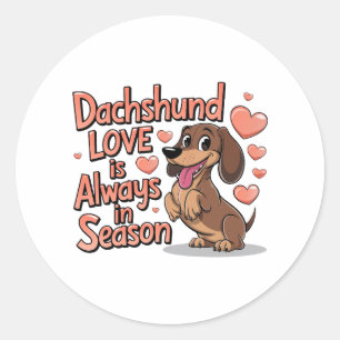 Adesivo Redondo Dachshund Love Está Sempre Na Estação