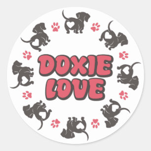 Adesivo Redondo Dachshund Love Sticker