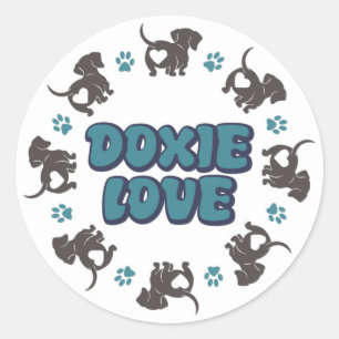 Adesivo Redondo Dachshund Love Sticker