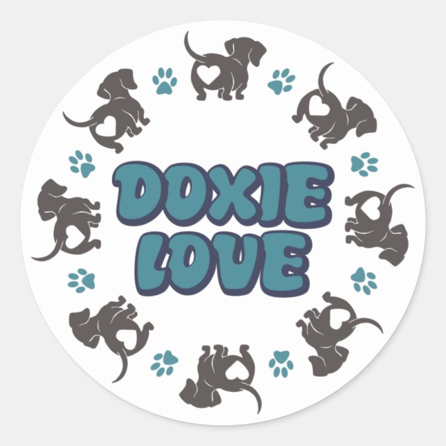 Adesivo Redondo Dachshund Love Sticker (Frente)