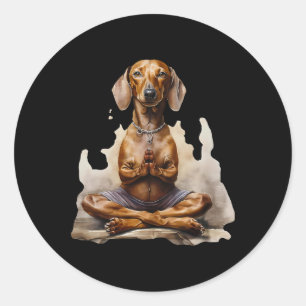 Adesivo Redondo Dachshund Muay Thai Boxe Karate Kickboxing Marti
