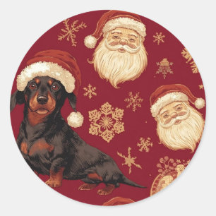 Adesivo Redondo Dachshund natal