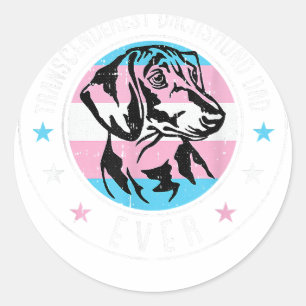 Adesivo Redondo Dachshund Pai LGBT-Q Cão do Orgulho Transgênero