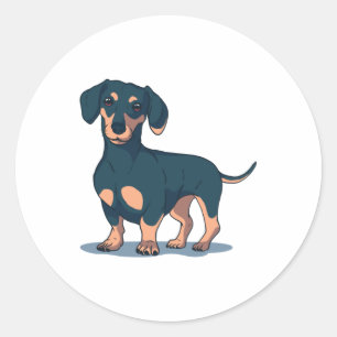 Adesivo Redondo Dachshund Preto