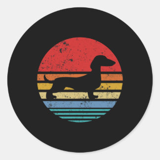 Adesivo Redondo Dachshund Retro Sunset Dog Daschund