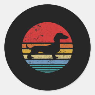 Adesivo Redondo Dachshund Retro Sunset Dog Daschund Classic