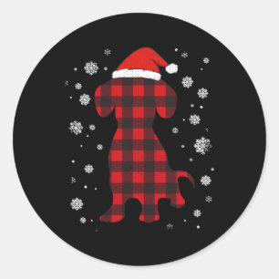 Adesivo Redondo Dachshund Santa Hat O Cachorro Ao Longo Do Natal