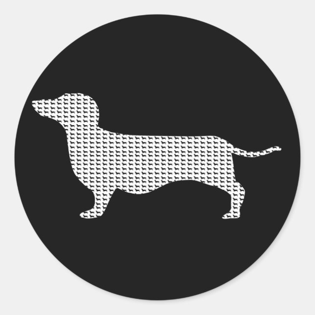 Adesivo Redondo Dachshund Silhouette De Muitos (Frente)