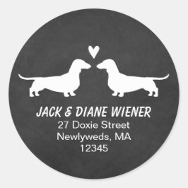 Adesivo Redondo Dachshund Silhouettes com Endereço de Retorno Card
