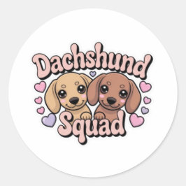 Adesivo Redondo Dachshund Squad Cute Kawaii Dachshund Sticker Dach