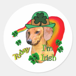 Adesivo Redondo Dachshund St Patricks