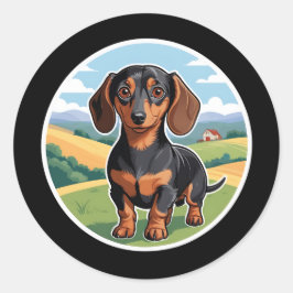Adesivo Redondo Dachshund Sticker