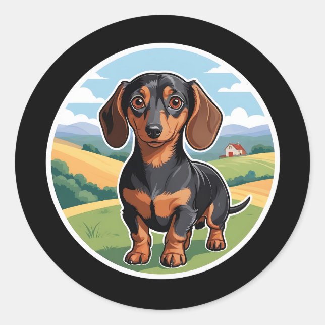 Adesivo Redondo Dachshund Sticker (Frente)