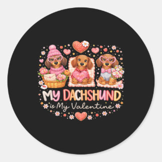 Adesivo Redondo Dachshund Valentine Gift For Dog Lovers And Pet Ow