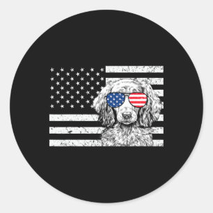 Adesivo Redondo Dachshund Weiner Dog 4 De Julho Bandeira Americana