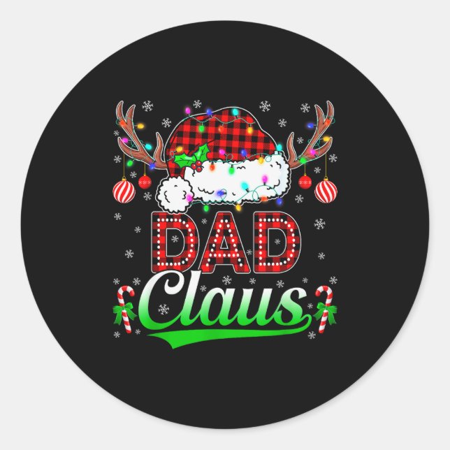 Adesivo Redondo Dad Claus Christmas Lights Matching Family Xmas Pa (Frente)