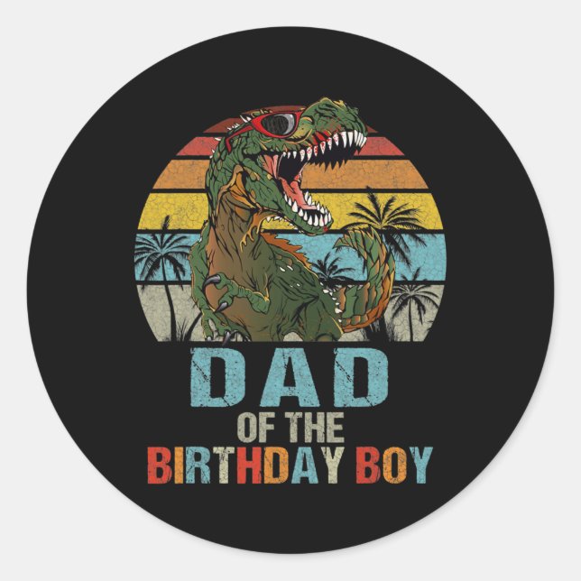 Adesivo Redondo Dad Dinosaur of the Birthday Boy Matching Family  (Frente)