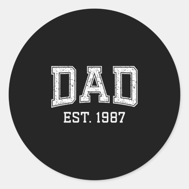 Adesivo Redondo Dad Est 1987 Dad D Fathers Day Ized  (Frente)