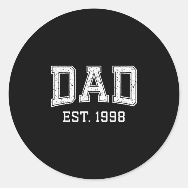Adesivo Redondo Dad Est 1998 Dad D Fathers Day Ized  (Frente)