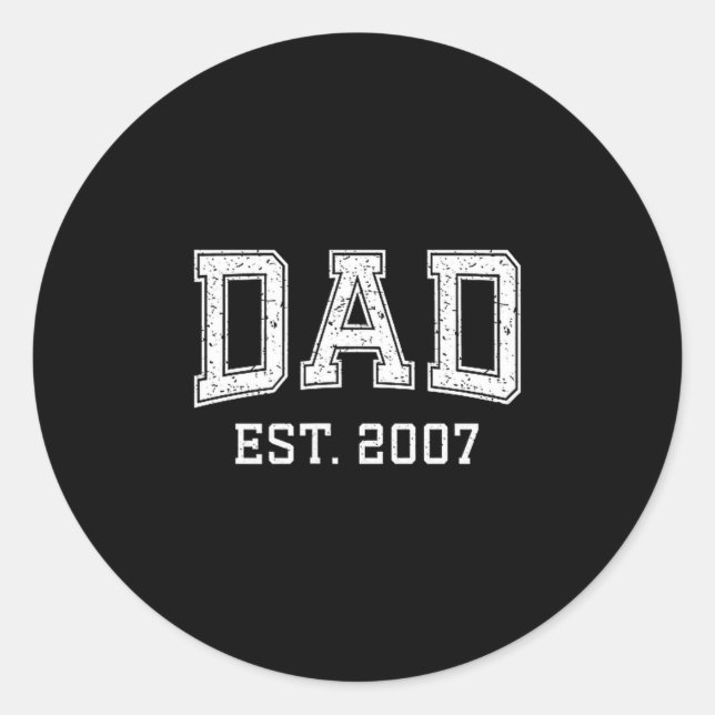 Adesivo Redondo Dad Est 2007 Dad D Fathers Day Ized  (Frente)