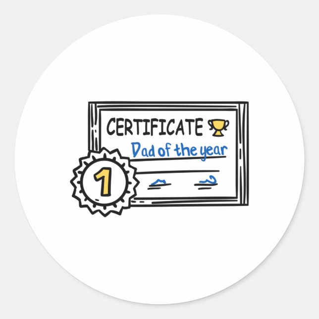 Adesivo Redondo Dad of the Year certificate father's day Award (Frente)