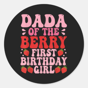 Adesivo Redondo Dada Berry Primeiro Aniversário Garota De Morango