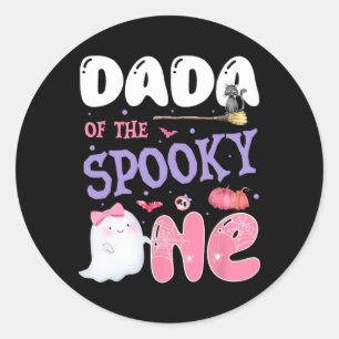 Adesivo Redondo Dada De Um primeiro aniversario De Rosa De Hallowe