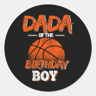 Adesivo Redondo Dada do Pai F de Basquete de Birthday Boy