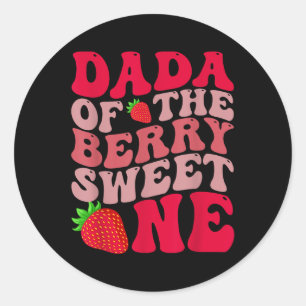 Adesivo Redondo Dada Do Primeiro Aniversário Da Garota Strawberr