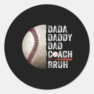 Adesivo Redondo Dada Pai De Pai Bruh Vintage Treinador De Baseball
