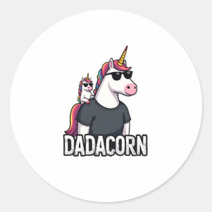 Adesivo Redondo Dadacorn - Papai Unicórnio e Bebê Natal Papai Gord
