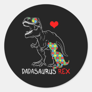 Adesivo Redondo Dadasaurus Rex Autismo Sensibilização Orgulhosa Pa